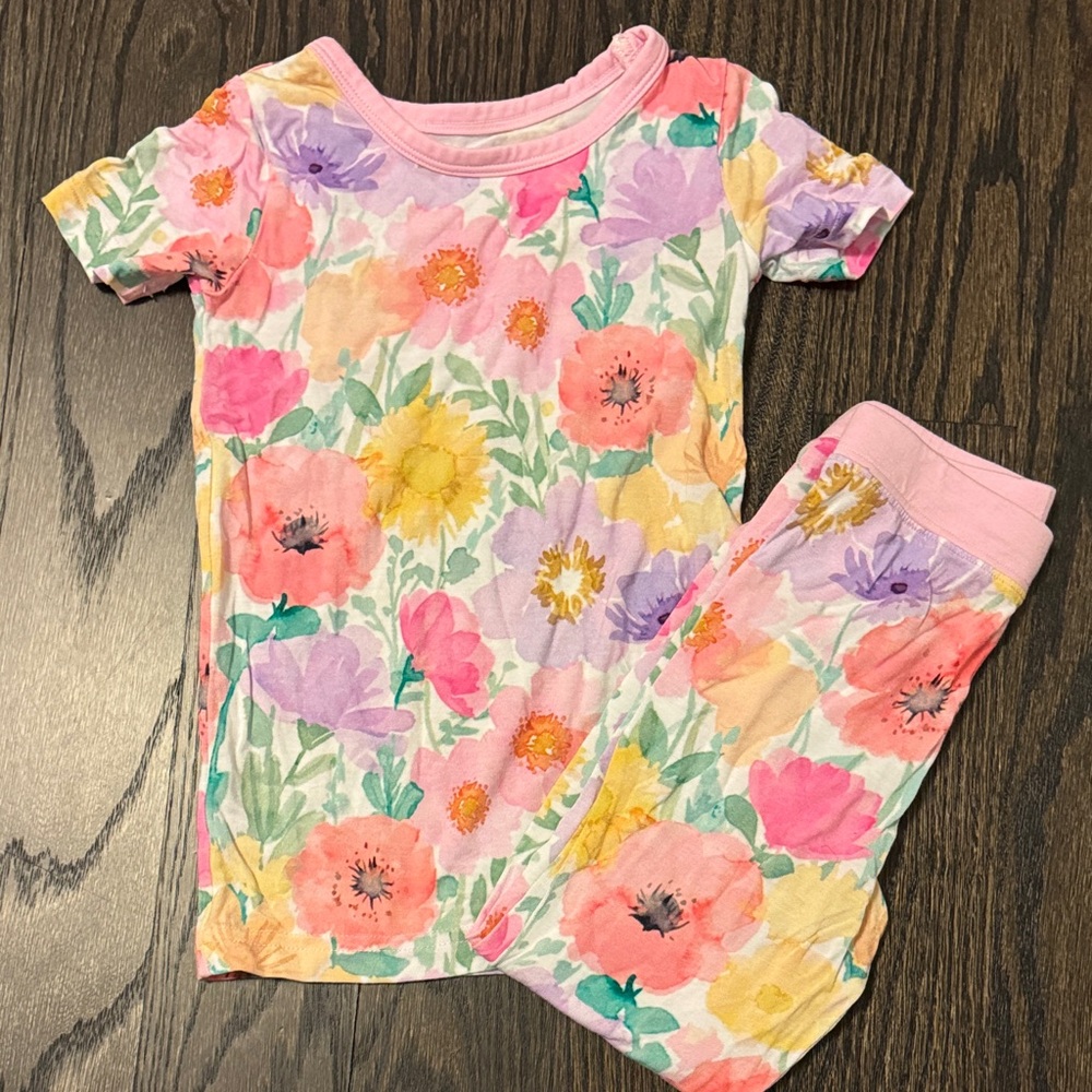 Little Sleepies Pink Multi Floral Short-Sleeve Pajama Set